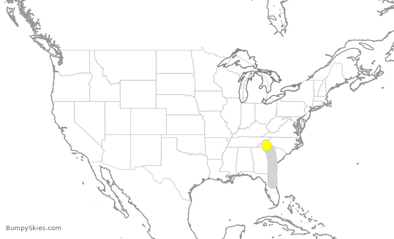 Turbulence forecast map for EJA324, AVL to SFB