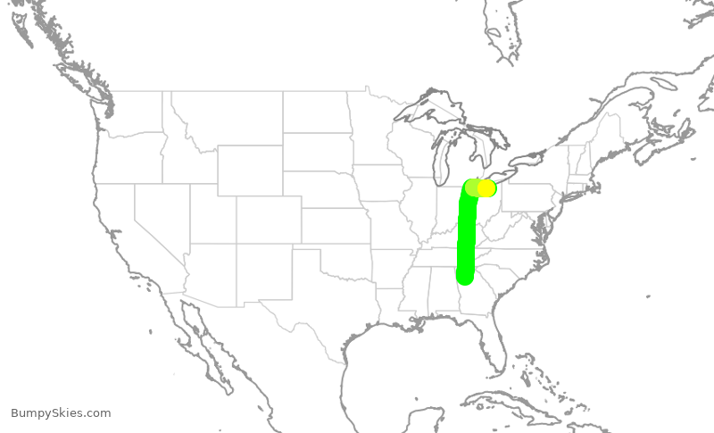 Turbulence forecast map for EJA325, PDK to BKL