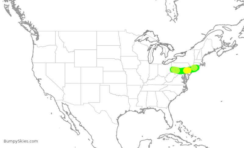 Turbulence forecast map for EJA327, FRG to AGC