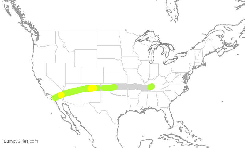 Turbulence forecast map for EJA332, CRQ to BNA