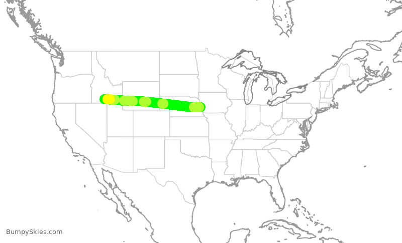 Turbulence forecast map for EJA335, OMA to TWF
