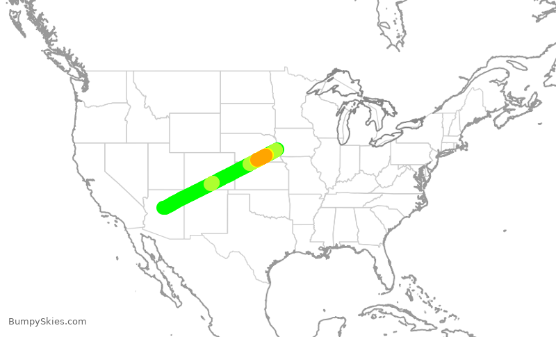Turbulence forecast map for EJA337, OMA to SDX