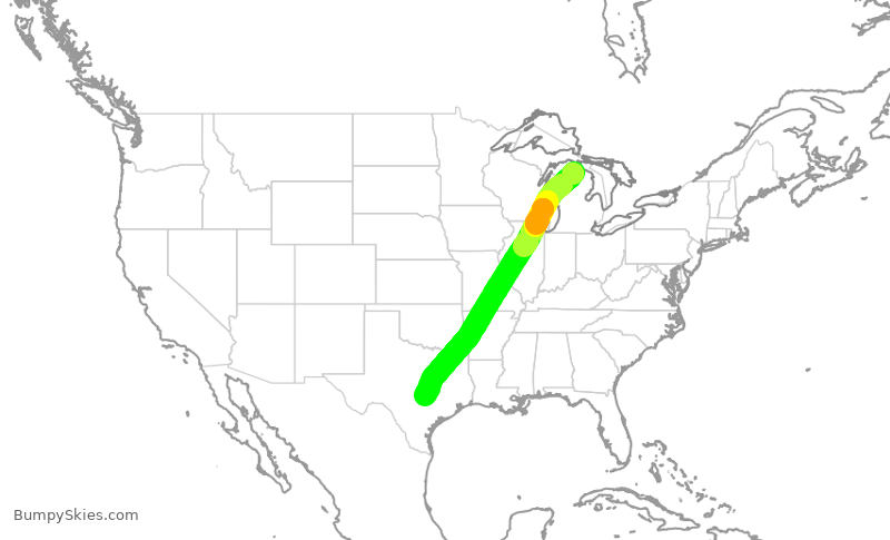 Turbulence forecast map for EJA339, PLN to AUS