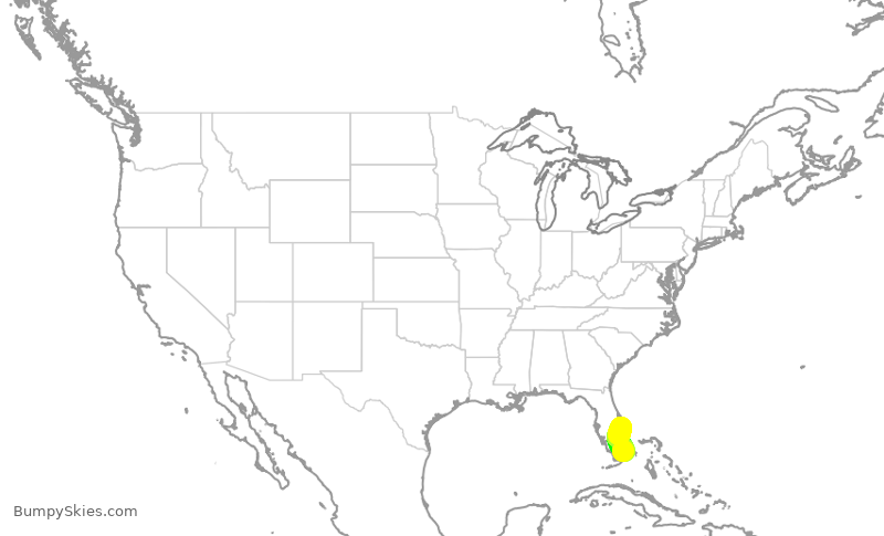 Turbulence forecast map for EJA340, MIA to VRB