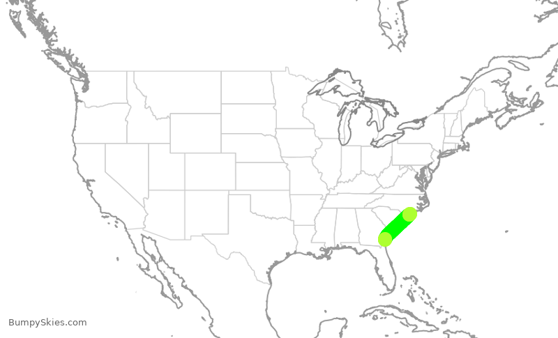 Turbulence forecast map for EJA343, SSI to ILM
