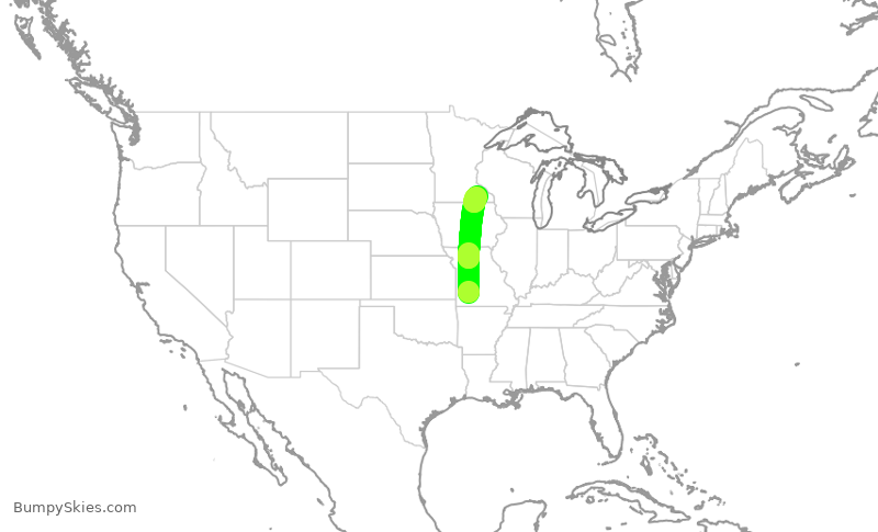 Turbulence forecast map for EJA351, SGF to RST