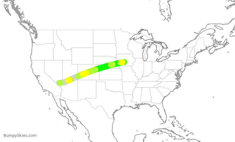 Turbulence forecast map for EJA354, LAS to DSM