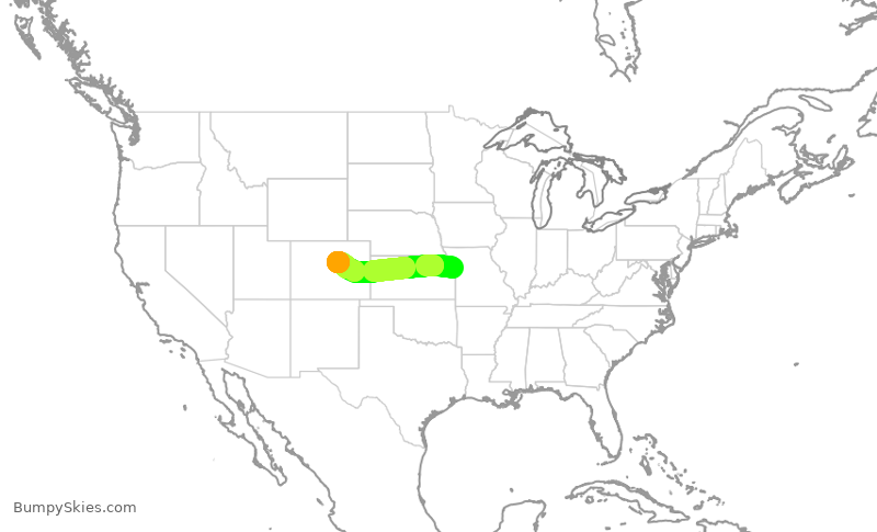 Turbulence forecast map for EJA373, MKC to APA