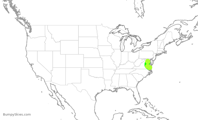Turbulence forecast map for EJA3803, ORF to DCA
