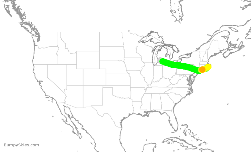 Turbulence forecast map for EJA386, GRR to MVY