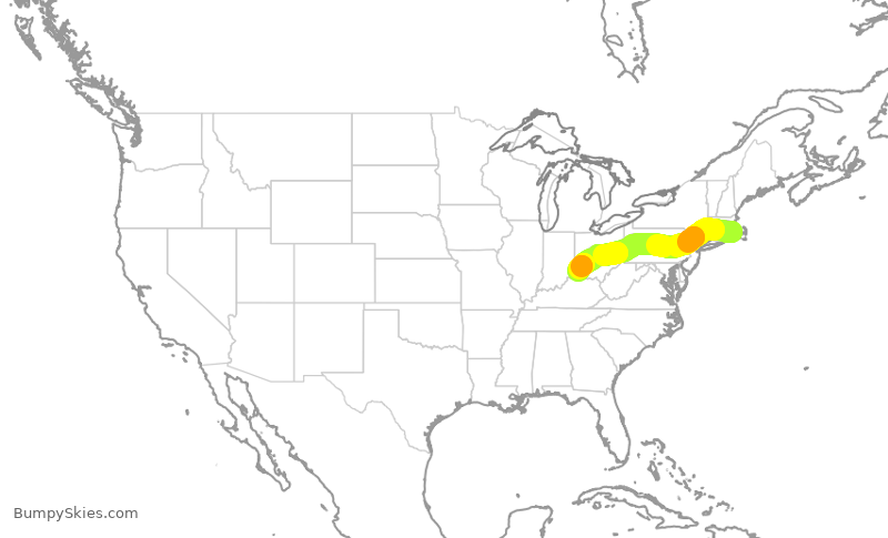 Turbulence forecast map for EJA390, EWB to LUK