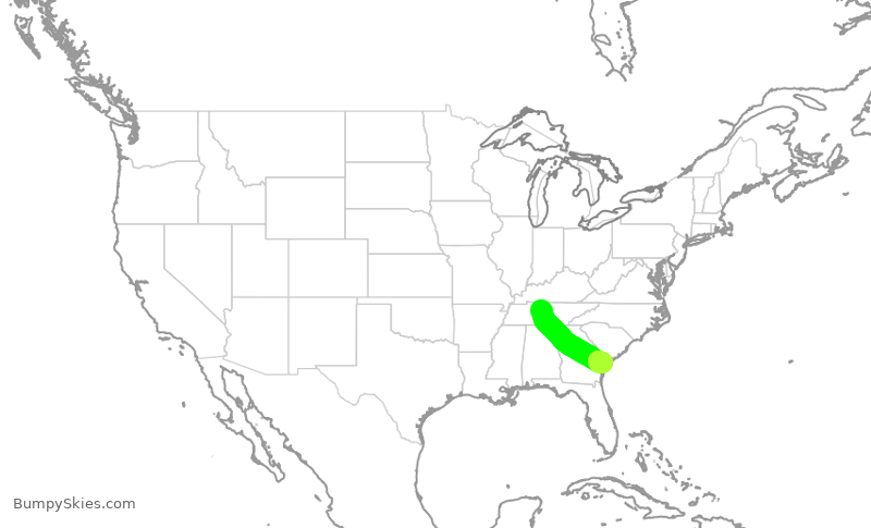 Turbulence forecast map for EJA396, BNA to SAV
