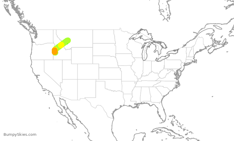 Turbulence forecast map for EJA400, HLN to BOI