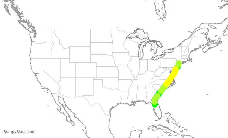 Turbulence forecast map for EJA400, TEB to OCF