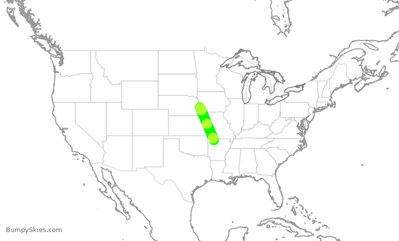 Turbulence forecast map for EJA404, OMA to HRO