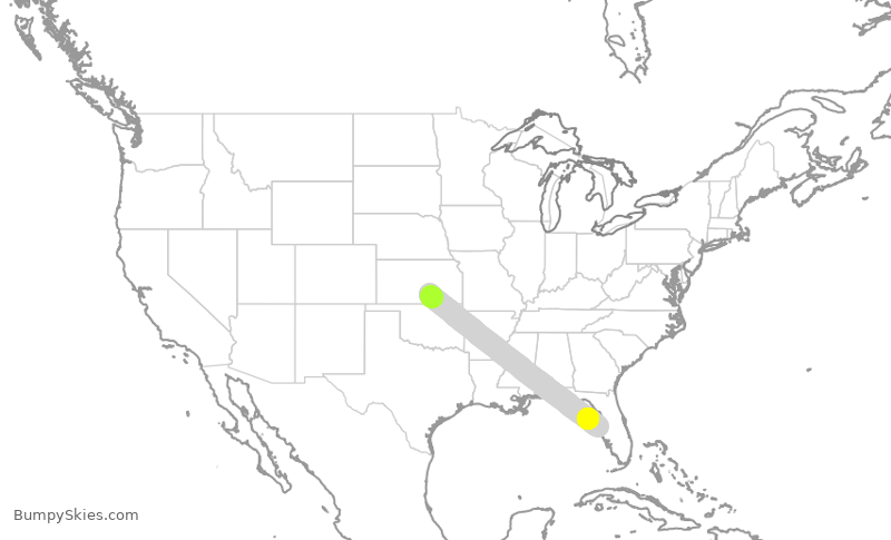 Turbulence forecast map for EJA404, PIE to ICT