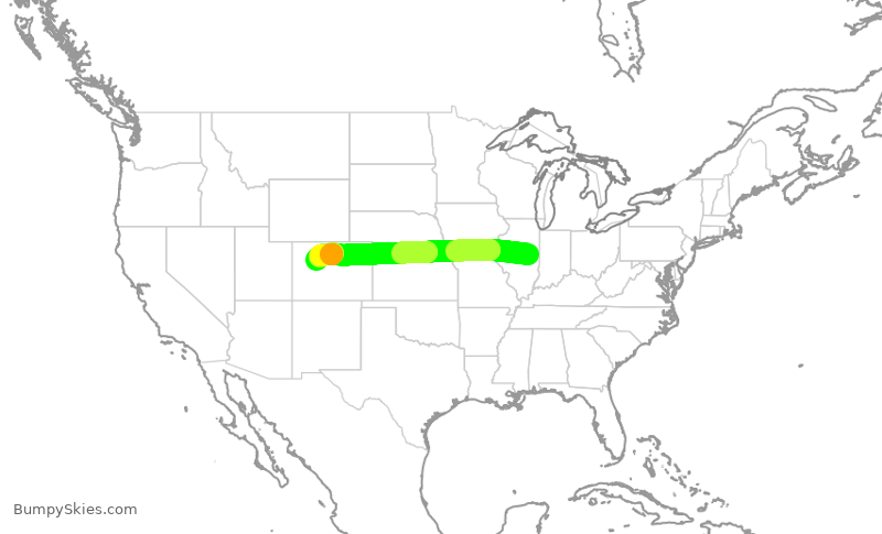 Turbulence forecast map for EJA406, CMI to EGE