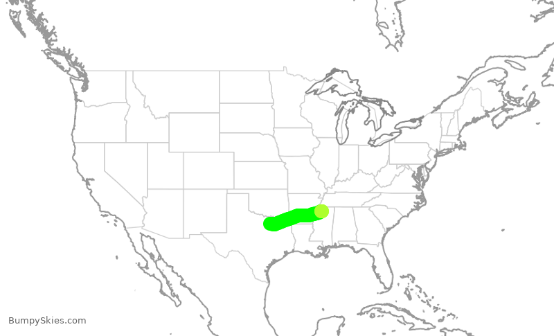 Turbulence forecast map for EJA406, DAL to UOX