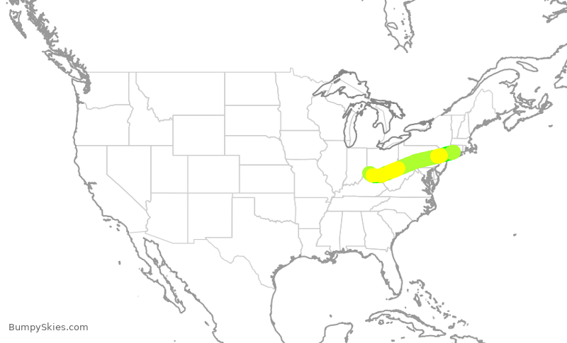 Turbulence forecast map for EJA411, LUK to HVN