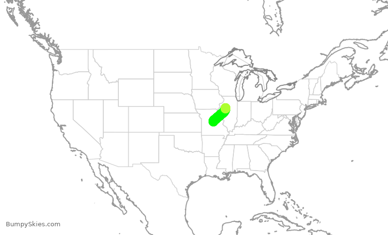 Turbulence forecast map for EJA413, JEF to PIA