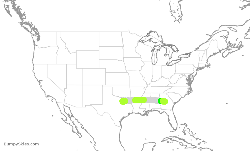 Turbulence forecast map for EJA416, DAL to MCN