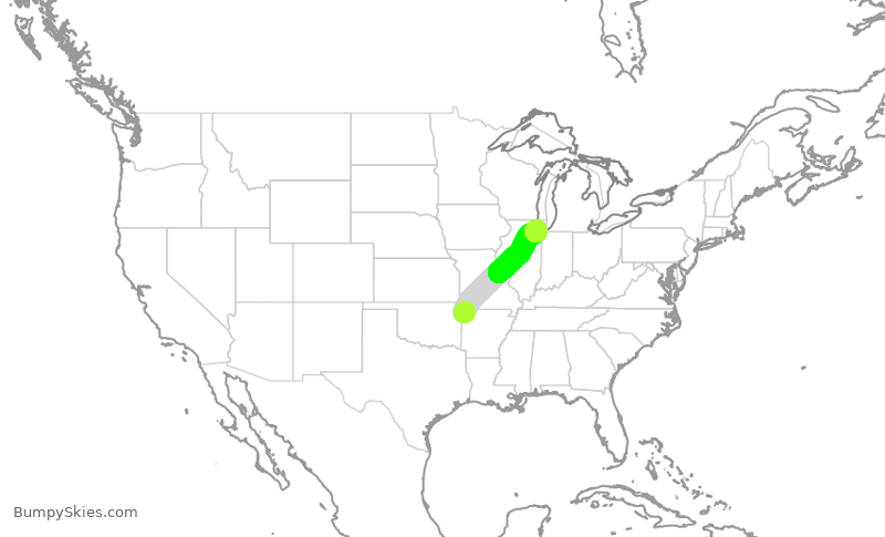 Turbulence forecast map for EJA417, KASG to MDW