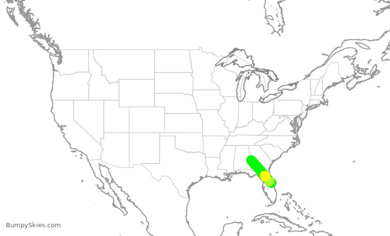 Turbulence forecast map for EJA422, CSG to TIX