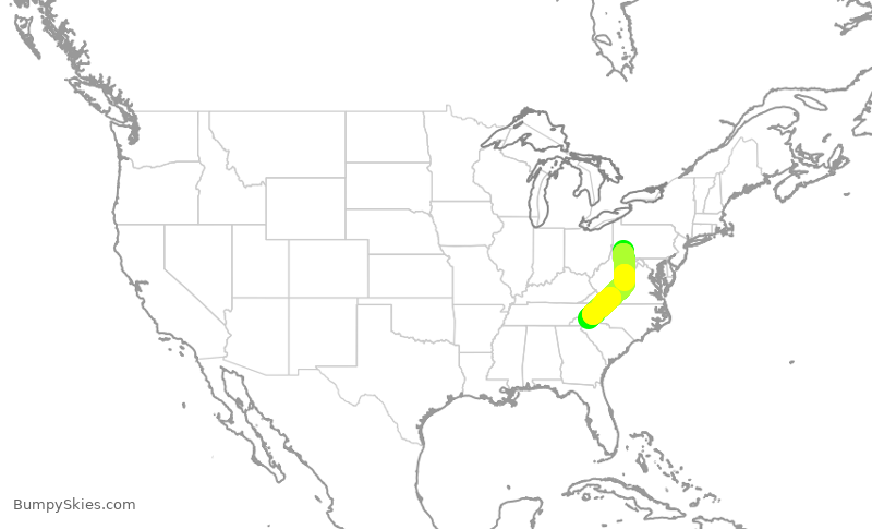 Turbulence forecast map for EJA424, LBE to AVL