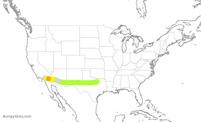 Turbulence forecast map for EJA428, FTW to SBD