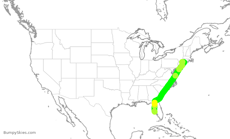 Turbulence forecast map for EJA432, SRQ to HPN