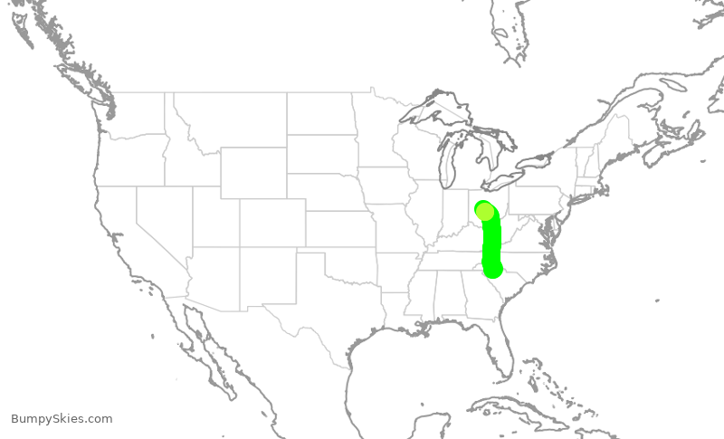 Turbulence forecast map for EJA434, GSP to OSU