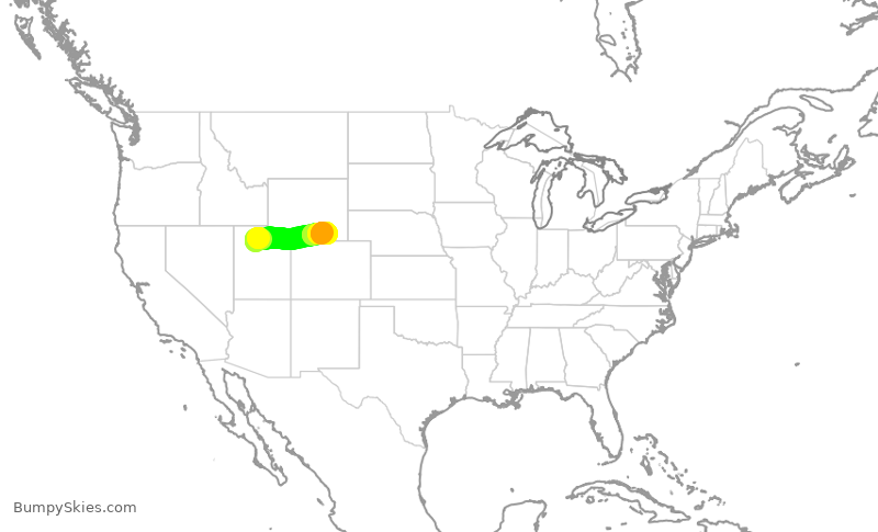 Turbulence forecast map for EJA436, SLC to LAR