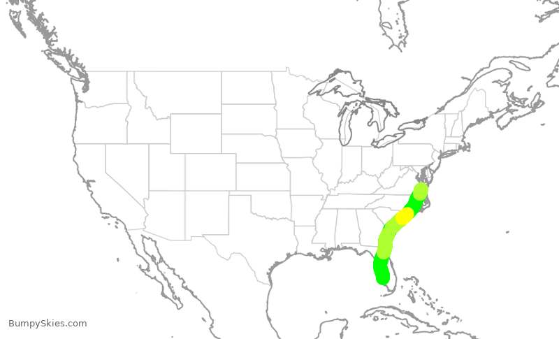 Turbulence forecast map for EJA438, RSW to PHF