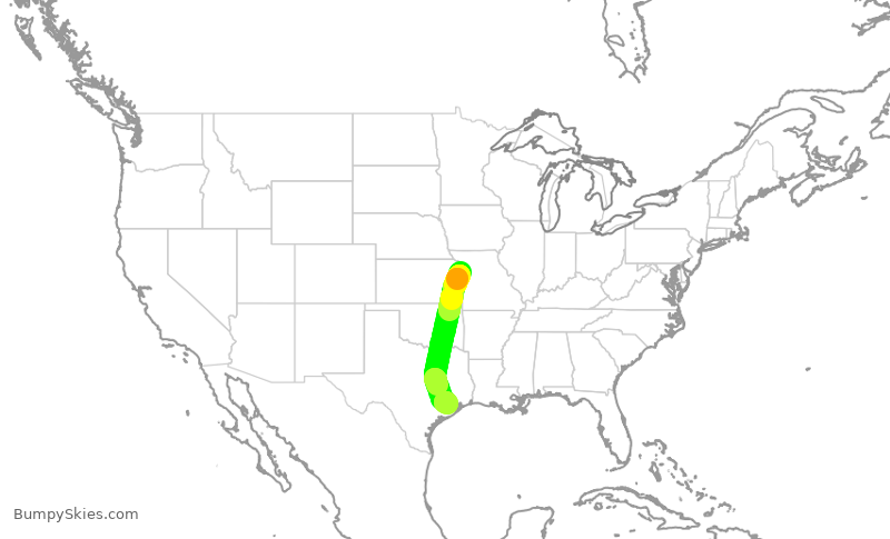Turbulence forecast map for EJA443, MKC to SGR