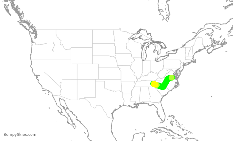Turbulence forecast map for EJA446, KFCI to TYS