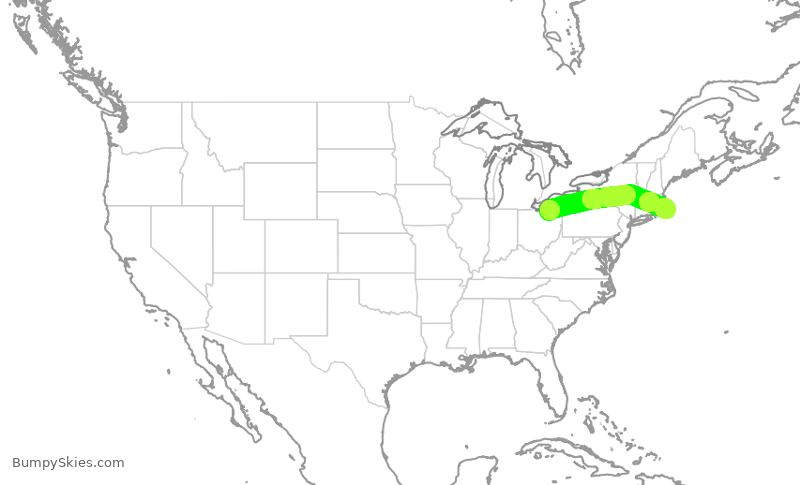Turbulence forecast map for EJA451, CLE to HYA