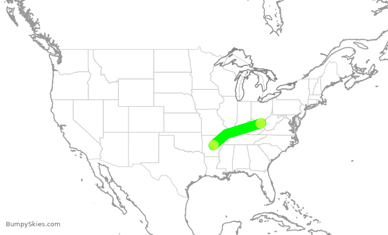 Turbulence forecast map for EJA454, LIT to HTS