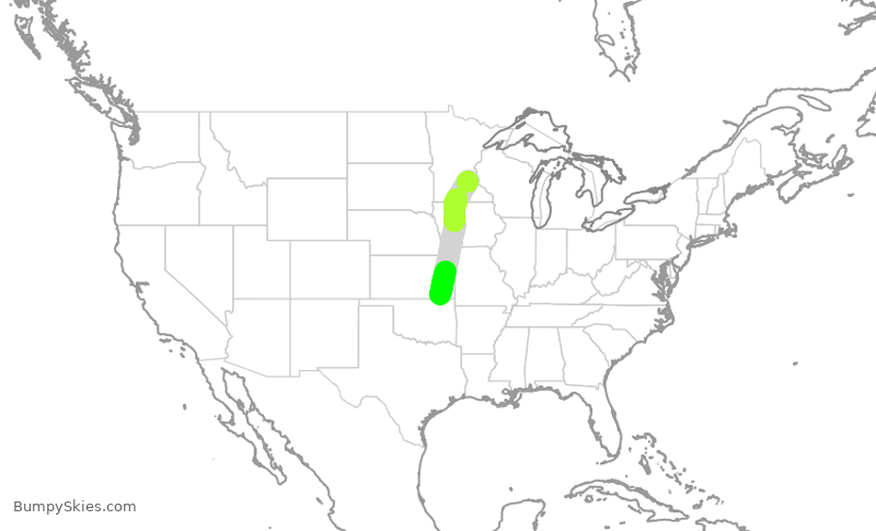 Turbulence forecast map for EJA454, MSP to IDP