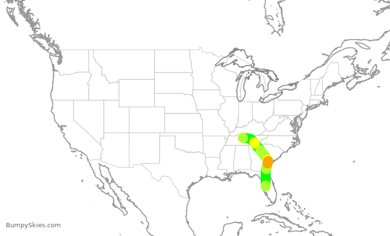 Turbulence forecast map for EJA460, BNA to LAL