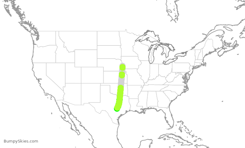 Turbulence forecast map for EJA471, OMA to AUS