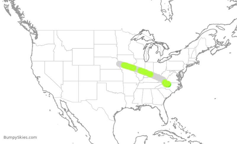 Turbulence forecast map for EJA472, OMA to GSO
