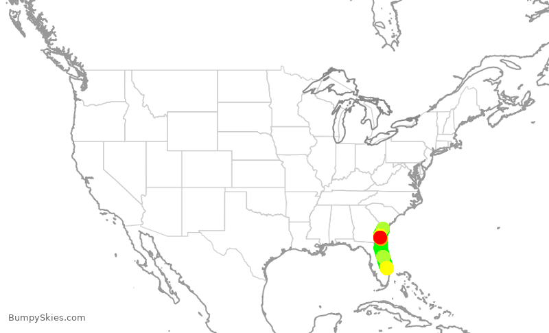 Turbulence forecast map for EJA477, HHH to SUA