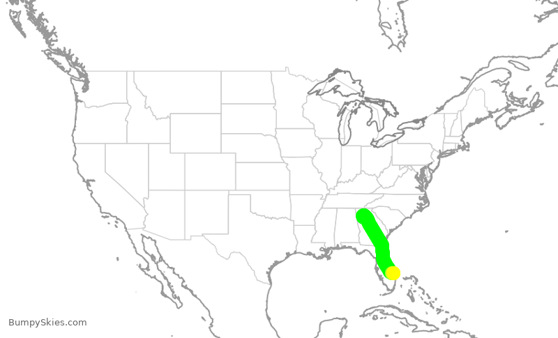 Turbulence forecast map for EJA477, SUA to PDK