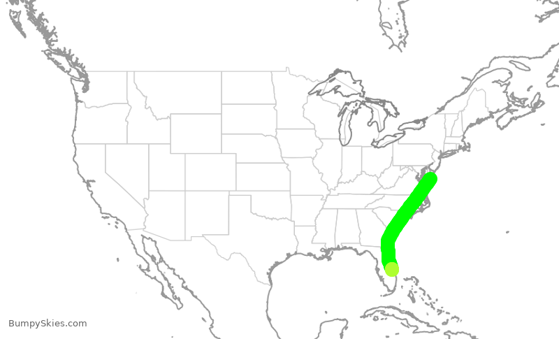Turbulence forecast map for EJA481, KOXB to VRB