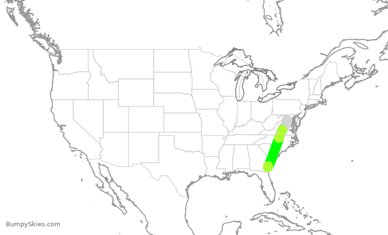 Turbulence forecast map for EJA485, IAD to SSI