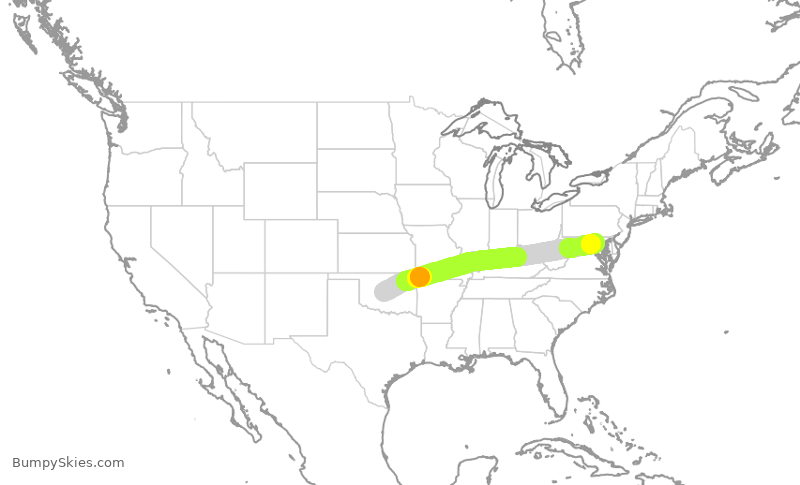 Turbulence forecast map for EJA493, OKC to GAI