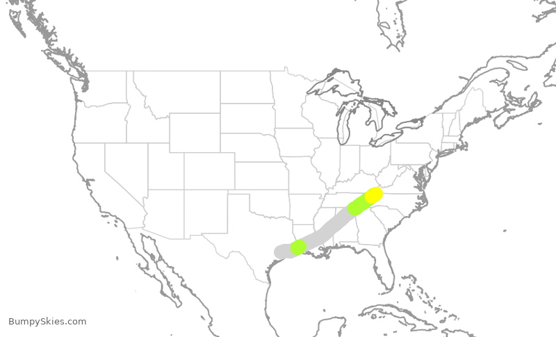 Turbulence forecast map for EJA493, SGR to TRI