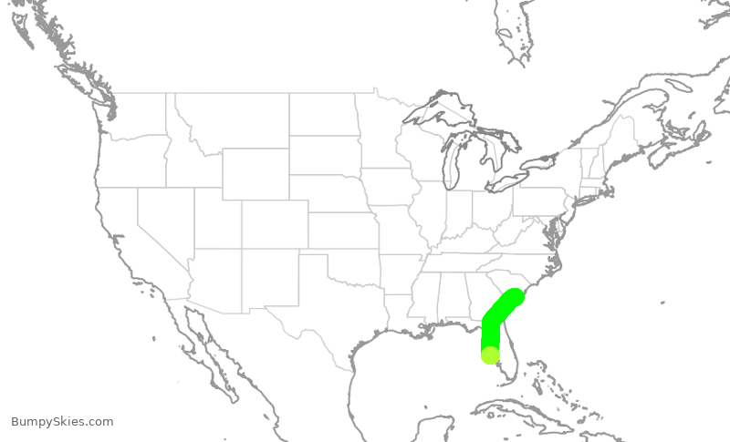 Turbulence forecast map for EJA495, SRQ to KJZI