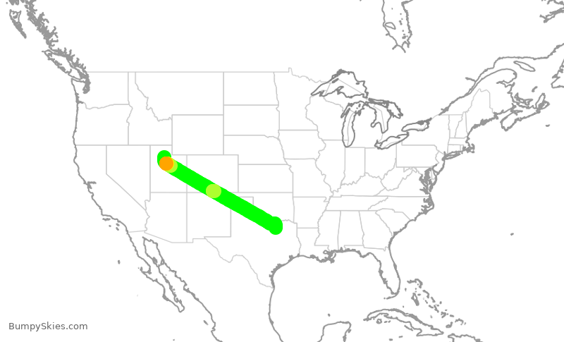 Turbulence forecast map for EJA499, SLC to ADS