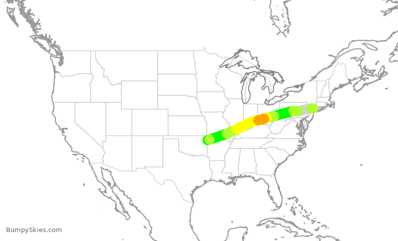 Turbulence forecast map for EJA502, HPN to KSLG